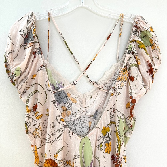 NWT Anthropologie Dainty Mini Dress Size Small Floral Lace Low Back Lacy Lounge - Picture 9 of 13